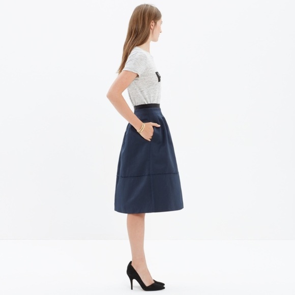 MADEWELL Satin Pleated A Line Midi Skirt - Picture 10 of 16